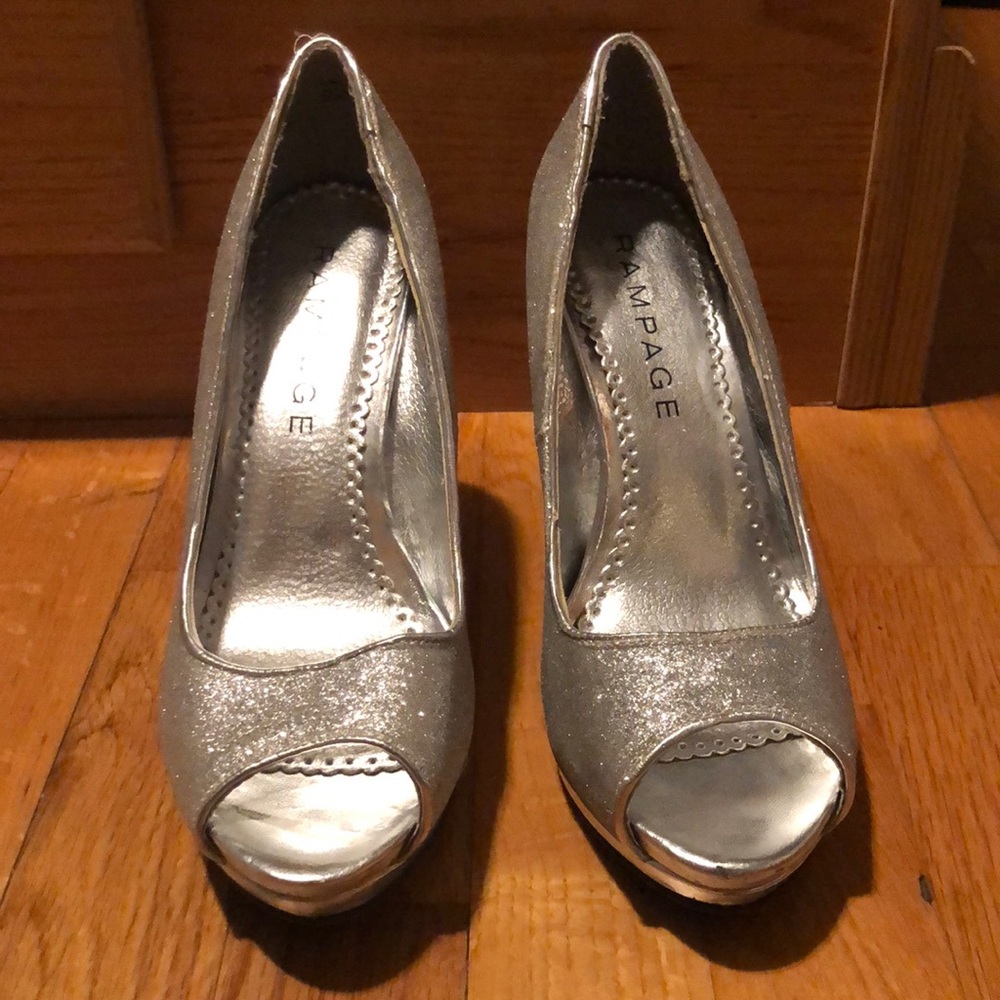 Rampage silver sparkle heels